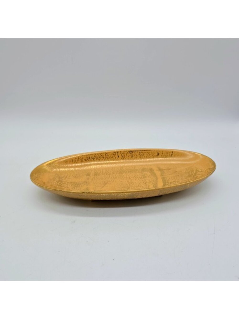Vintage USA Stangl Pottery Granada Gold on Tan Body MCM Footed Oblong Dish Glam - Picture 2 of 10
